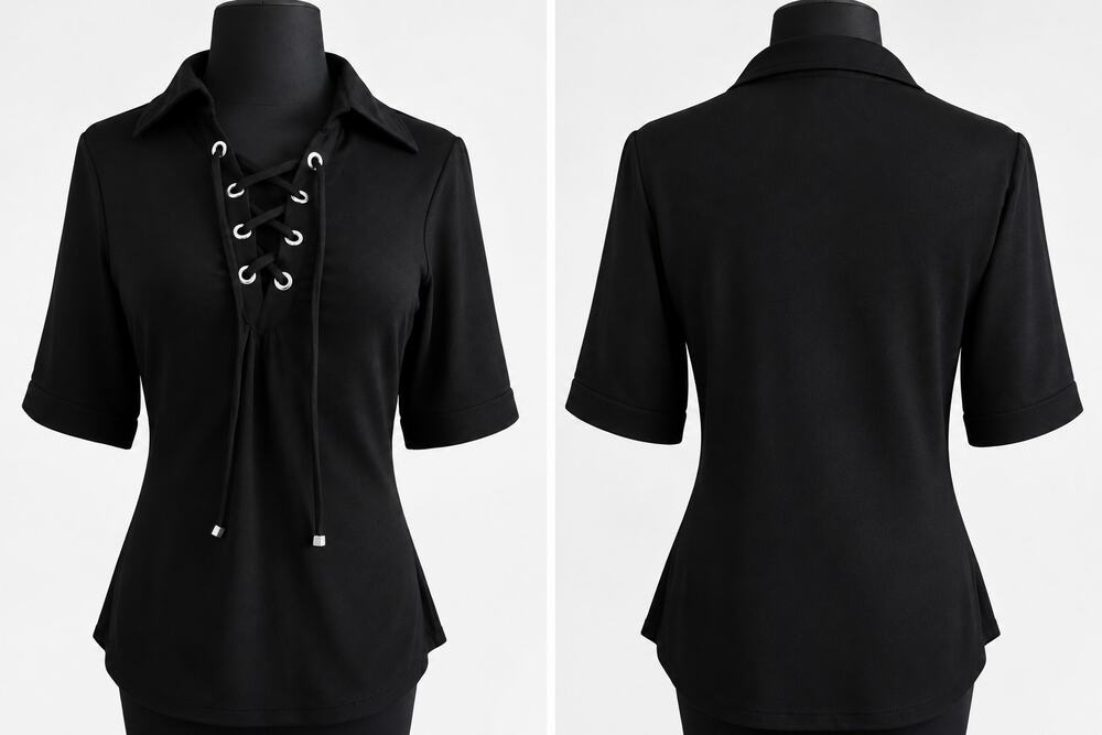 Cache Black Lace Up Front Ruched Bust Stretch Top New Rayon Spandex $88 NWT Sz L